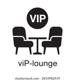 Vip Lounge Icon With Chairs And Table Black Silhouette Style