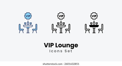 VIP Lounge icons vector set stock illustration.