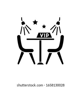 VIP Lounge Zone Black Glyph Icon. Luxurious Night Club Recreation, Premium Quality Service Silhouette Symbol On White Space. Special Area With Limited Access Vector Isolated Illustration