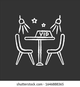 VIP Lounge Zone Chalk White Icon On Black Background. Luxurious Night Club Recreation, Premium Quality Service. Special Area With Limited Access Isolated Vector Chalkboard Illustration