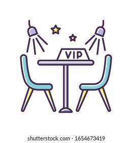 VIP Lounge Zone RGB Color Icon. Luxurious Night Club Recreation, Premium Quality Service For Celebrities. Special Treatment, Exclusive Area With Limited Access Isolated Vector Illustration