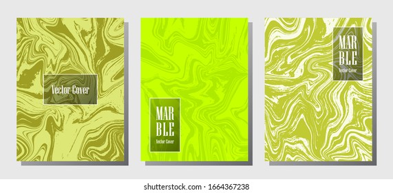 Impresiones de mármol VIP, plantillas de diseño de portada vectorial. Textura de piedra de mármol fluido iInteriors revista de moda fondos de revista de la revista de la revista de la empresa patrones de diario conjunto de ondas de aceite líquido. Tarjetas de invitación establecidas.