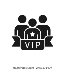 VIP member badge icon flat style isolated on white backgroud. Vector illustration