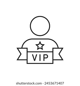 VIP member badge icon line style isolated on white backgroud. Vector illustration