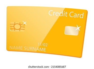 Vip member of bank vector, isolated golden credit card made of plastic. Banking item with code, numbers and info about holder flat style money keeping