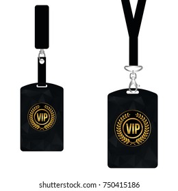 Vip member card set with lanyard. vector design and text template illustration