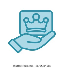 Vip Member dual tone blue color, mini illustration icon. use for modern concept, print, UI, UX kit, web and app development. Vector related to product offering, marketing, business.