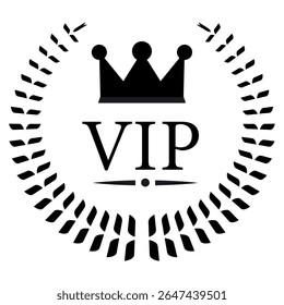 Ícone de membro VIP com coroa e estrelas, símbolo de membro exclusivo em design dourado e preto, ícone de status de luxo e elite