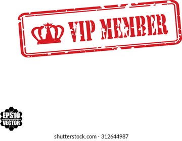Vip Members With Crown Red Rubber Stamp Over a White Background. Vector illustration