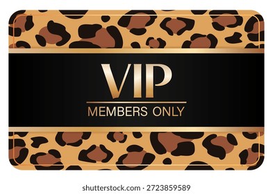 Cartão VIP somente para membros com impressão em leopardo e letras douradas