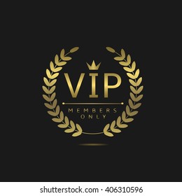 VIP Members Only. Golden Badge On Black Background. Vip Badge For Celebrity.