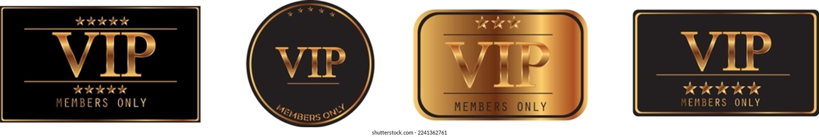 Vip Members Only Sticker. Golden Vector Illustration Banner Over white Background