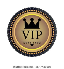 Símbolo VIP com coroa e estrelas, simbolizando exclusividade e privilégio, ícone de design de clube de luxo