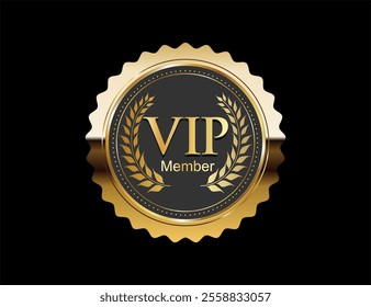 VIP membership golden label or badge stock illustration isolated on black background