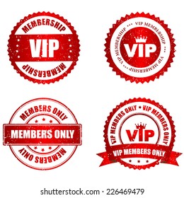 VIP membership grunge stamp / seal collection with text isolated on white background 