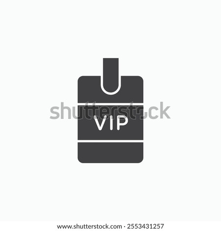 VIP neck tag black solid vecor icon