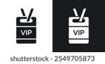 VIP neck tag icon pack in black color.