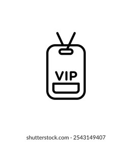 Conjunto de iconos de etiqueta de cuello VIP. versiones delineadas y rellenas sólidas.