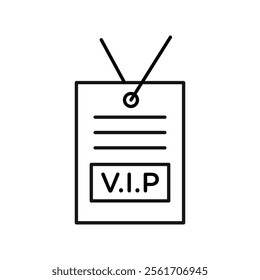 VIP neck tag icon Simple thin line flat symbol