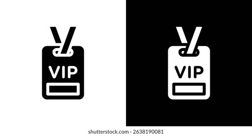 VIP neck tag icon in solid flat trendy design style.