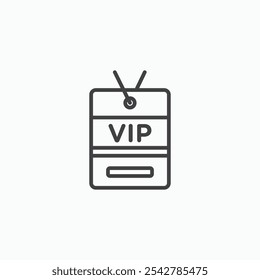 VIP neck tag icon in thin outlined.