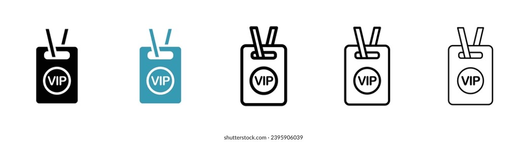 VIP neck tag vector illustration set. Exclusive membership pass icon for UI designs.