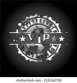 VIP on grey camo pattern
