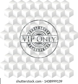 VIP Only grey emblem. Retro with geometric cube white background