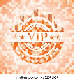 VIP orange mosaic emblem with background