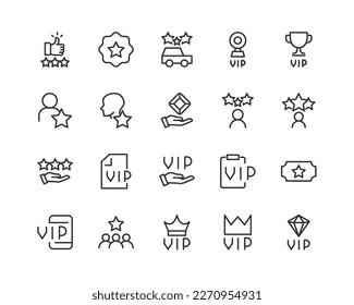 vip outline icon collection. Thin line simple elements for web and app. Premium pack