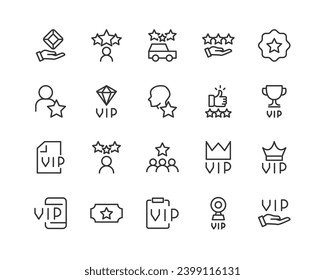 vip outline icon collection. Thin line simple elements for web and app. Premium pack