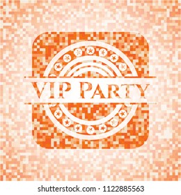 VIP Party abstract emblem, orange mosaic background