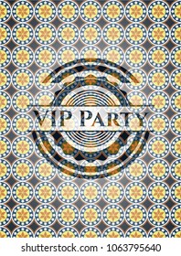 VIP Party arabic badge background. Arabesque decoration.