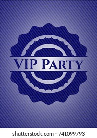 VIP Party badge with jean texture