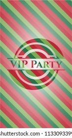 VIP Party christmas colors emblem.