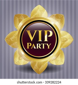 VIP Party gold emblem or badge