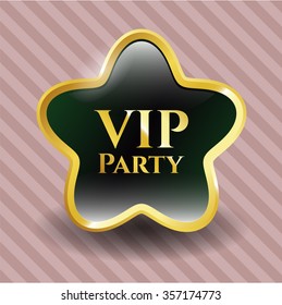 VIP Party gold emblem or badge
