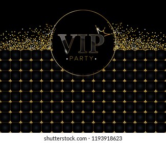 VIP Party Invitation. Premium pattern with golden grid. Exclusive elegant design for your flyer, poster, banner. Delectable Vector Black Background