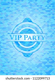 VIP Party light blue emblem with triangle mosaic background