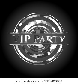 VIP Party on grey camo texture