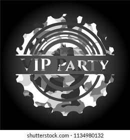 VIP Party on grey camouflaged texture