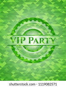 VIP Party realistic green emblem. Mosaic background