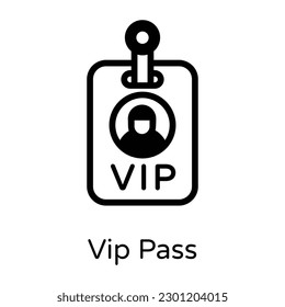 Vip pass glyph icon is easy to use and download 