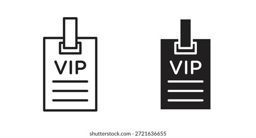 VIP pass icon in filled, thin line, stroke style for website and apps