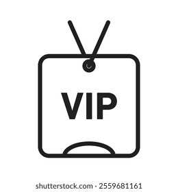 VIP pass icon Flat art in black and white isolated