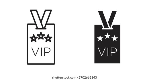 Vip pass icon illustrations collection. editable stroke outline and flat style