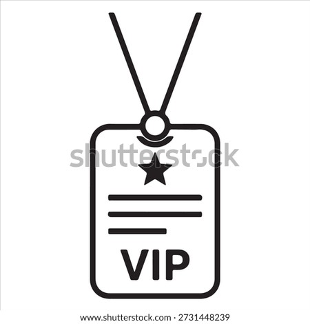 VIP Pass Icon – Minimalist Vector Illustration of Event ID Badge with Lanyard for Exclusive Access and Backstage Entry