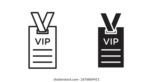 Vip-Pass-Symbol auf weißem Hintergrund. Symbol in schwarzem Umriss und Füllung