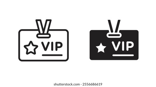 VIP pass icon set in Thin line black color.