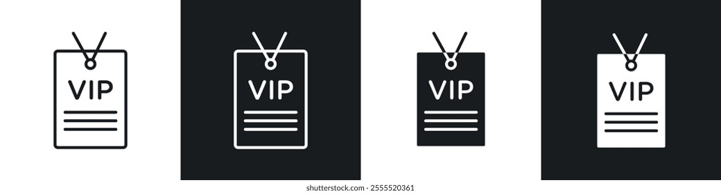 VIP pass icon vector collection in black and white.